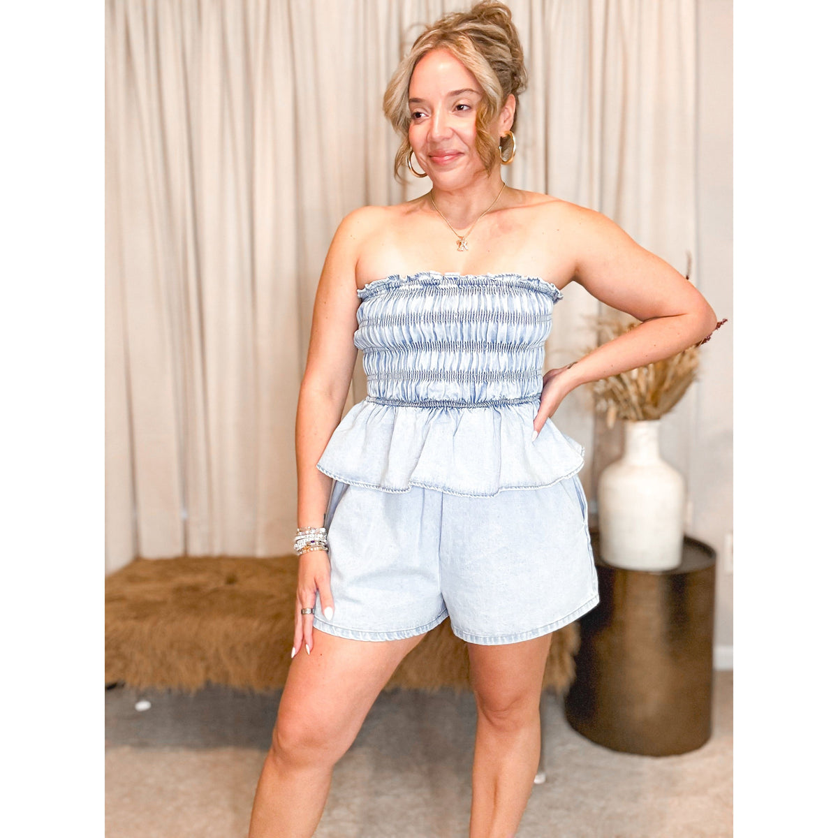 Raven Denim Romper - The Hive by Chris Jesselle