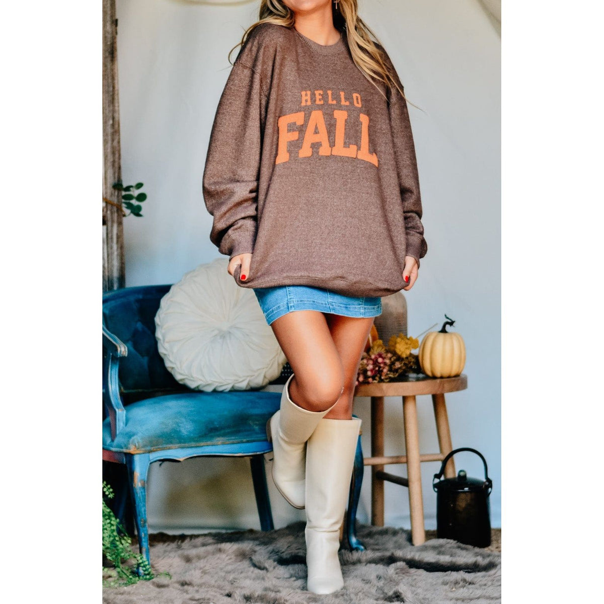 Hello Fall Knit Sweatshirt