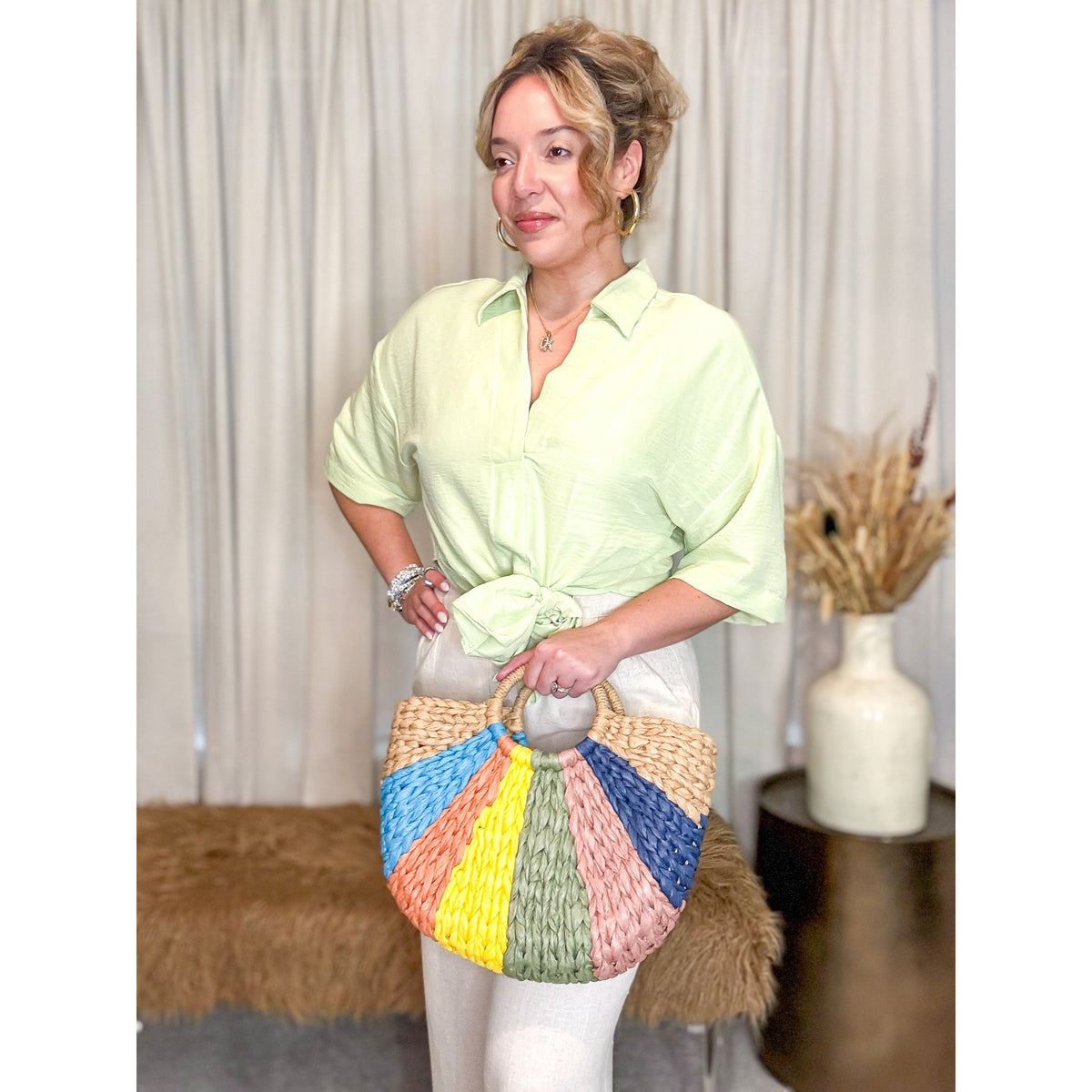 Laura Straw Tote Bag