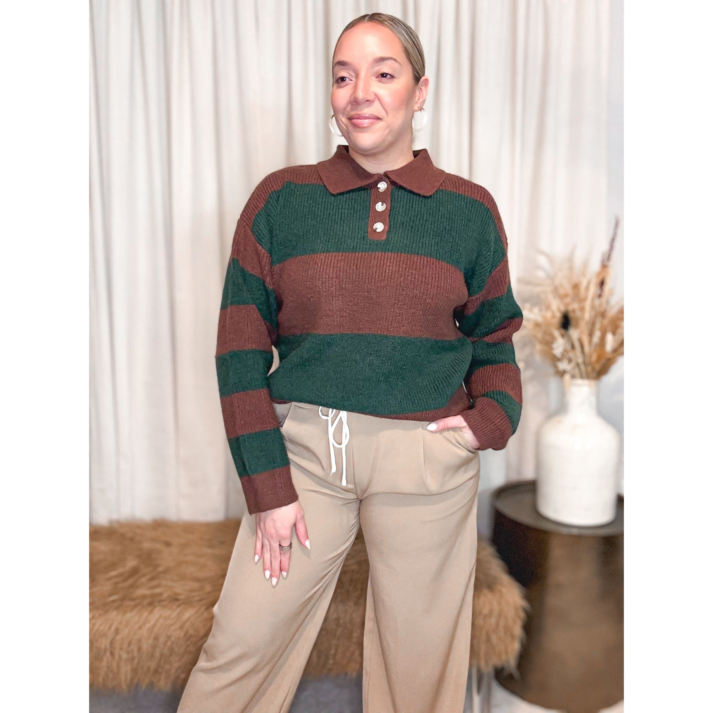 Anita Collared Top (Olive) - The Hive by Chris Jesselle