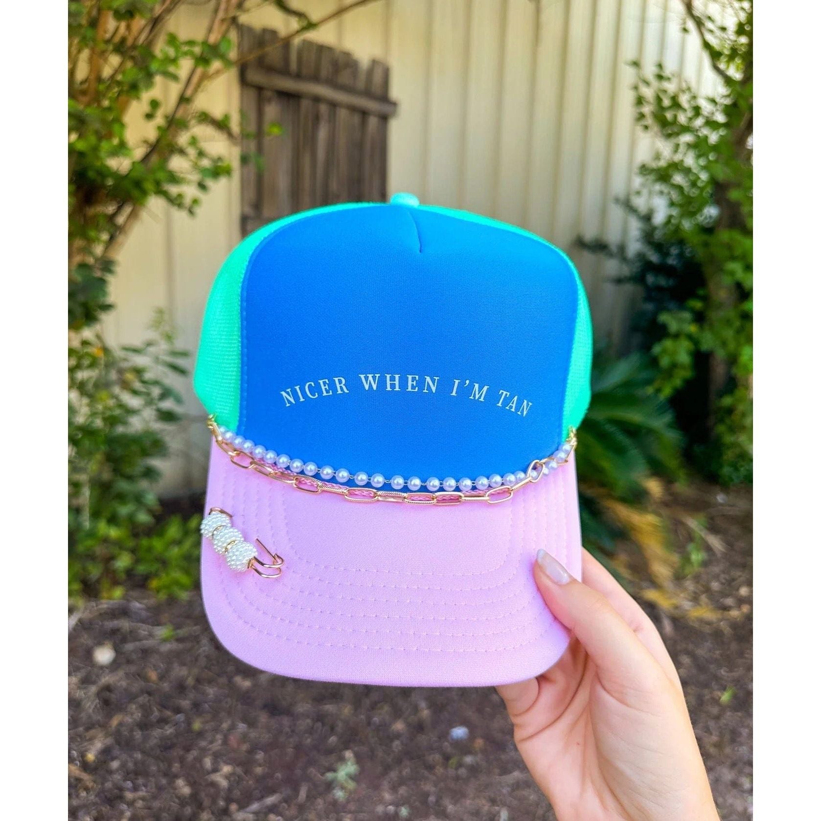 Nicer When I'm Tan Multi Trucker (Carolina Blue) - The Hive by Chris Jesselle