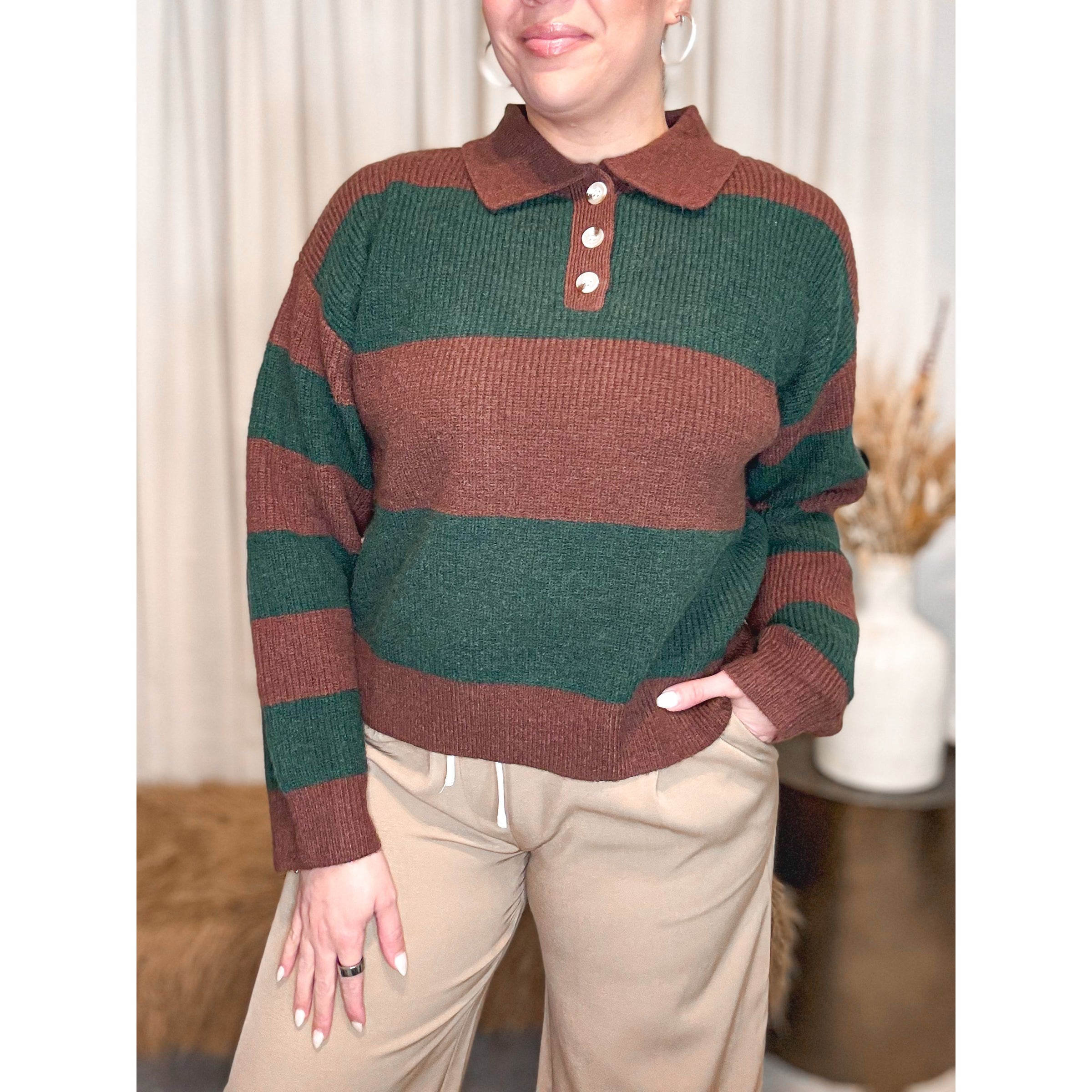 Anita Collared Top (Olive) - The Hive by Chris Jesselle