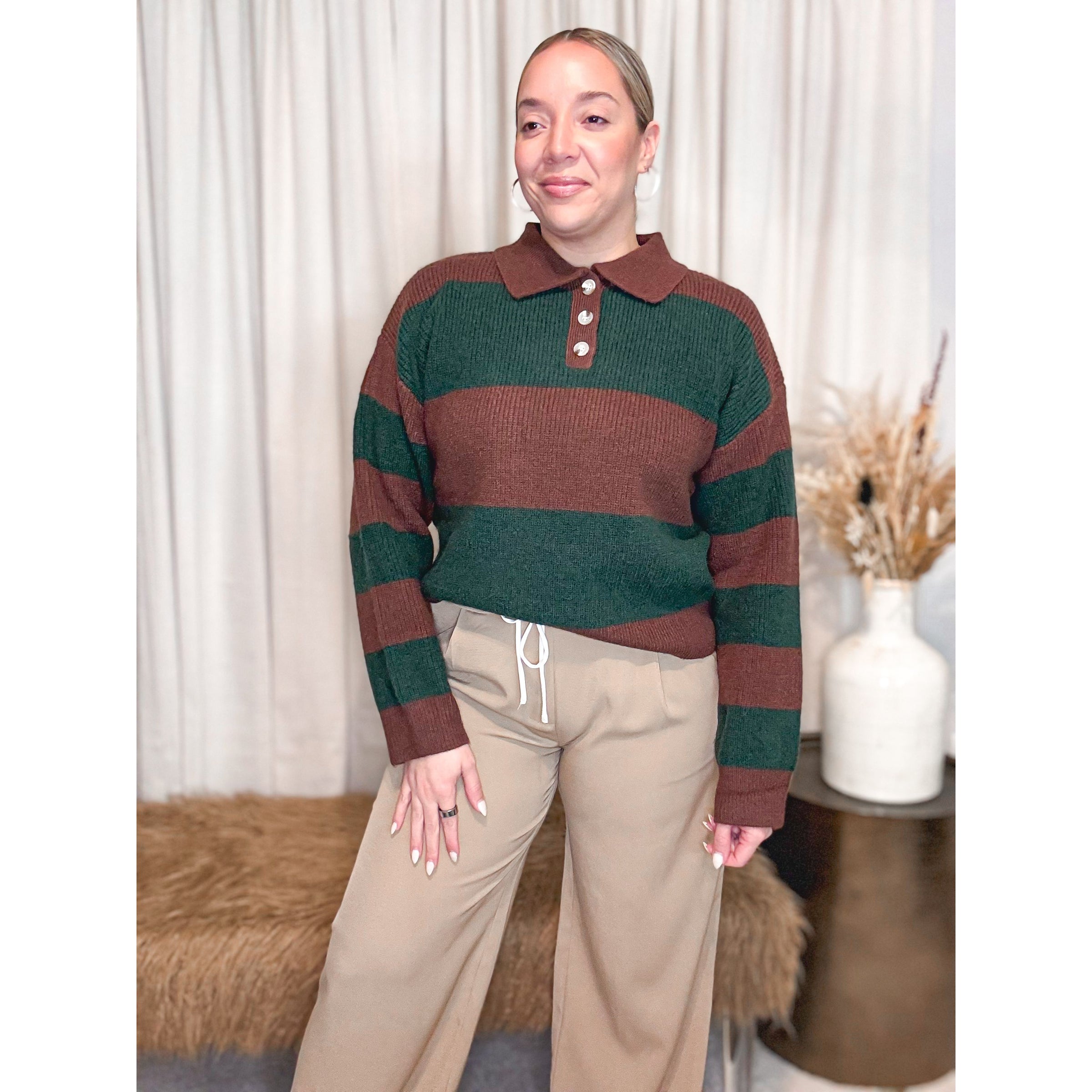 Anita Collared Top (Olive) - The Hive by Chris Jesselle