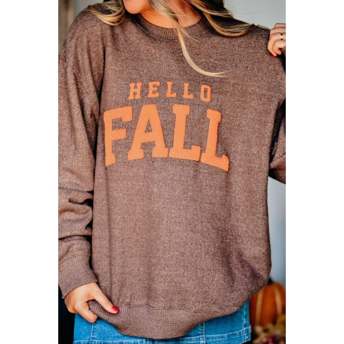 Hello Fall Knit Sweatshirt