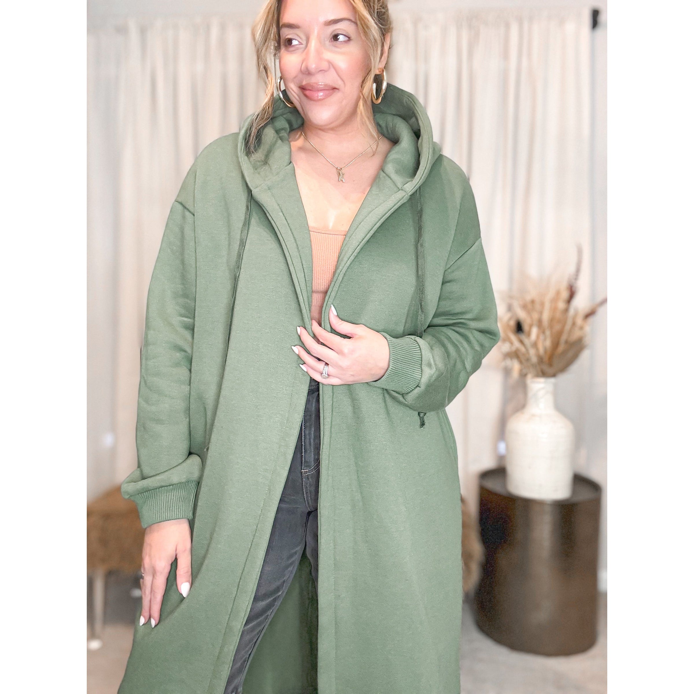 Claire Fleece Hooded Coat (Green)
