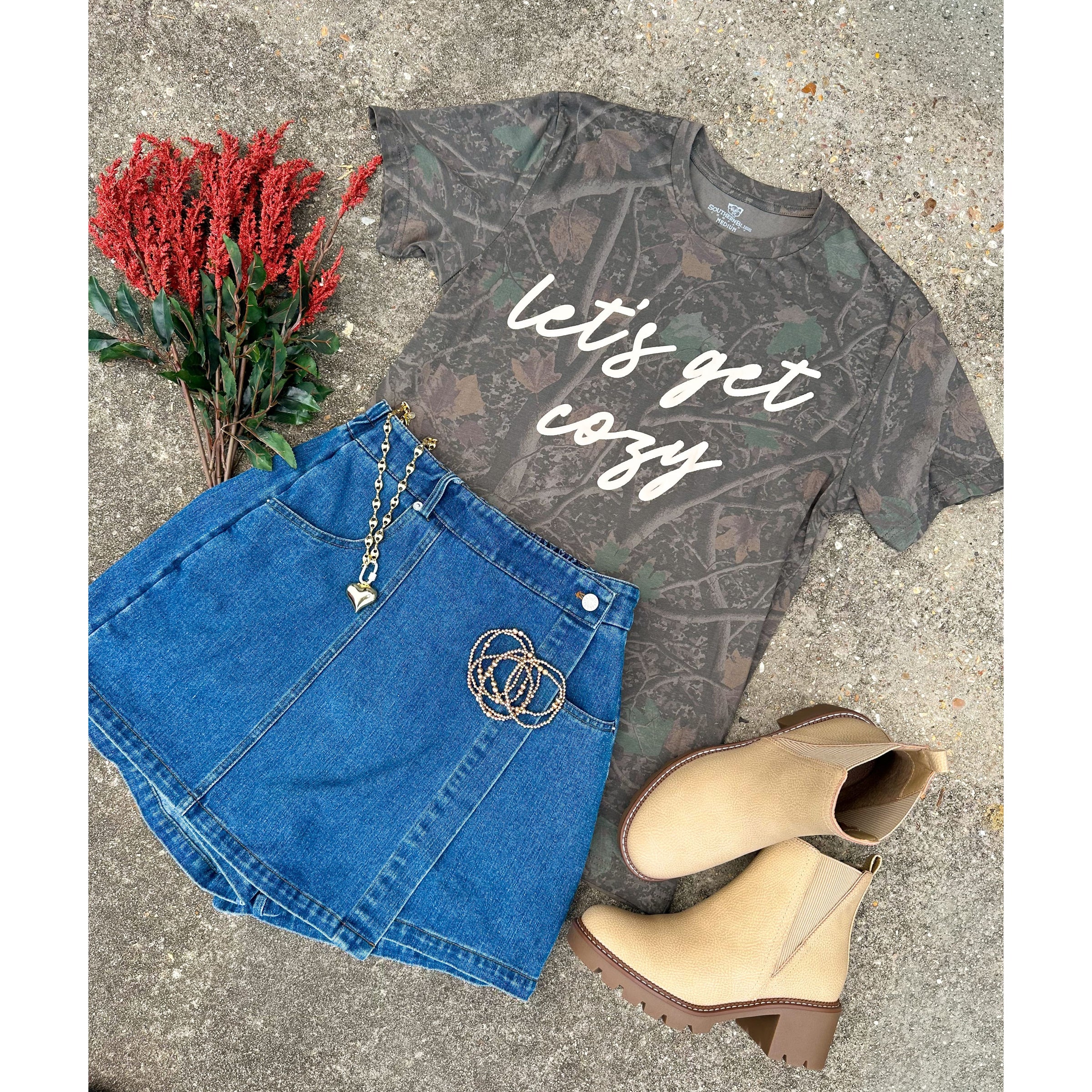 Let’s Get Cozy Camo Tee