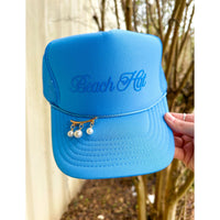 Beach Hat Cursive Columbia Blue Trucker - The Hive by Chris Jesselle
