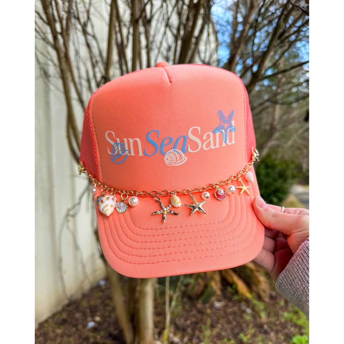 Sun Sea Sand Coral Trucker - The Hive by Chris Jesselle