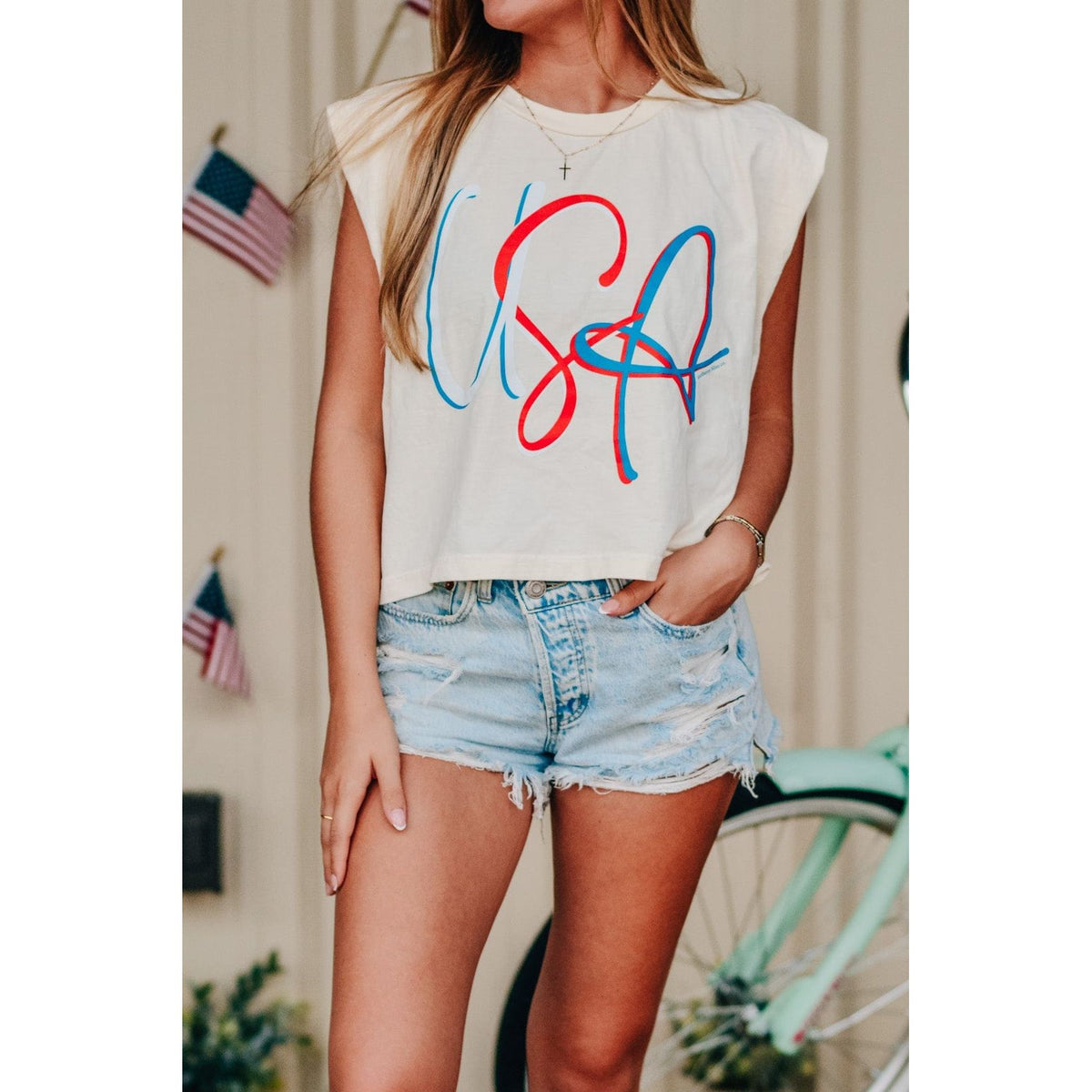 USA Muscle Ivory Tee - The Hive by Chris Jesselle