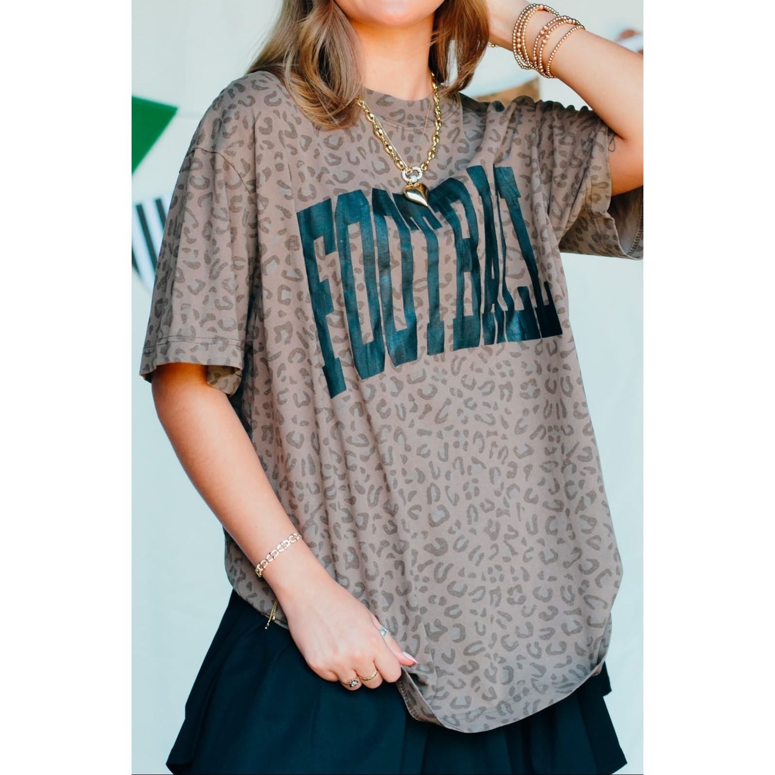 Football Brown Leopard Tee