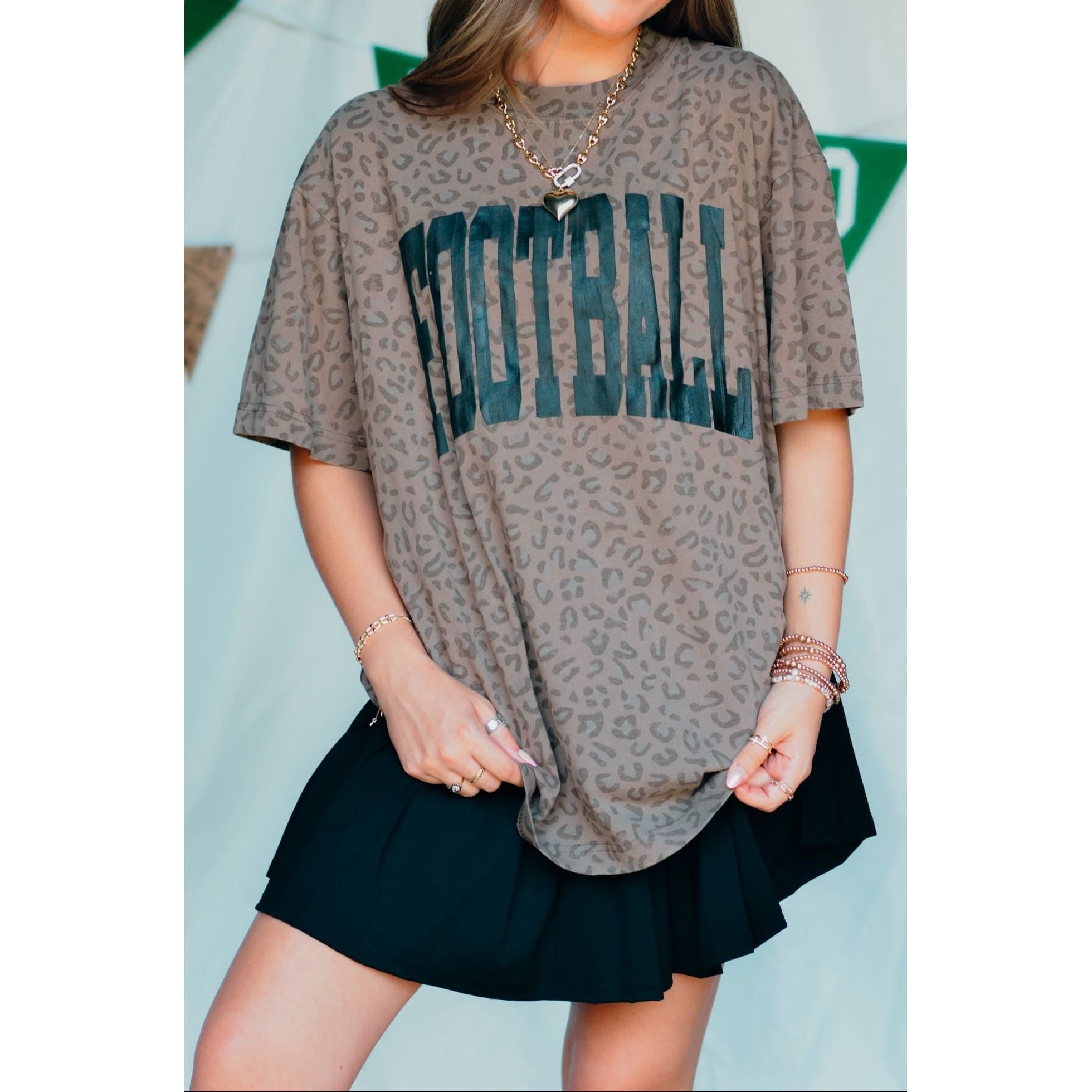 Football Brown Leopard Tee