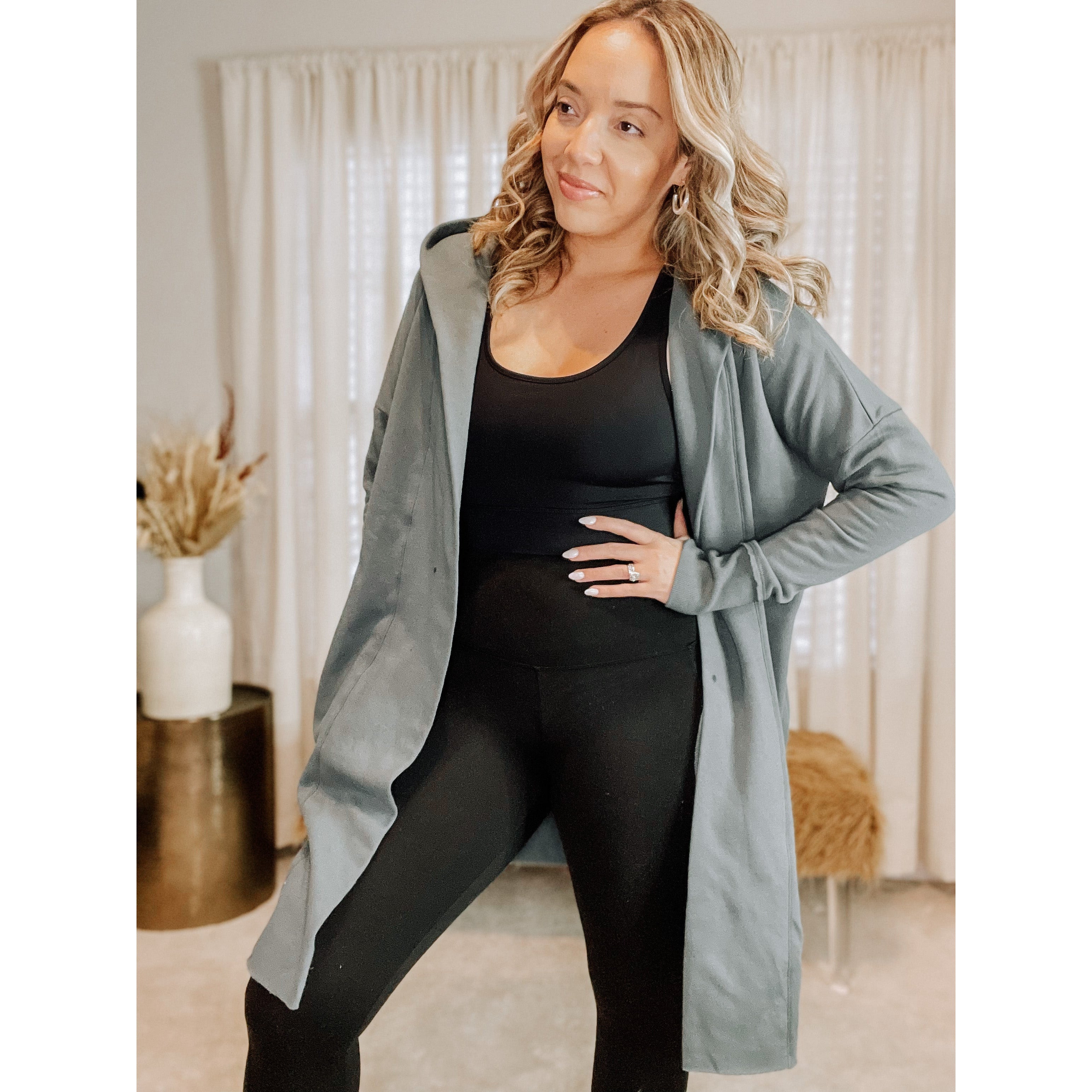 Mona Hooded Cardigan (Blue Green) | The Hive by Chris Jesselle