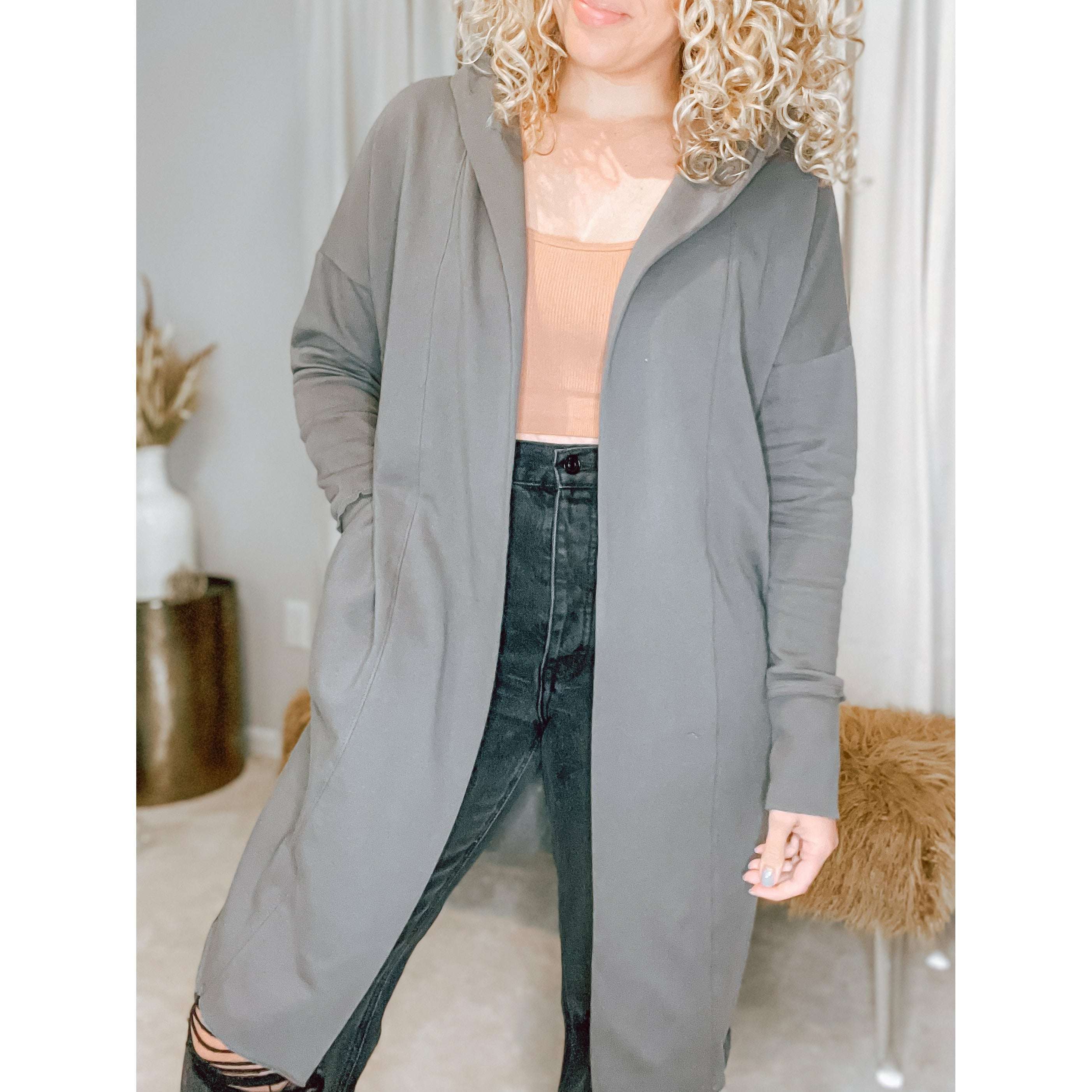 Mona Hooded Cardigan (Charcoal) – The Hive by Chris Jesselle