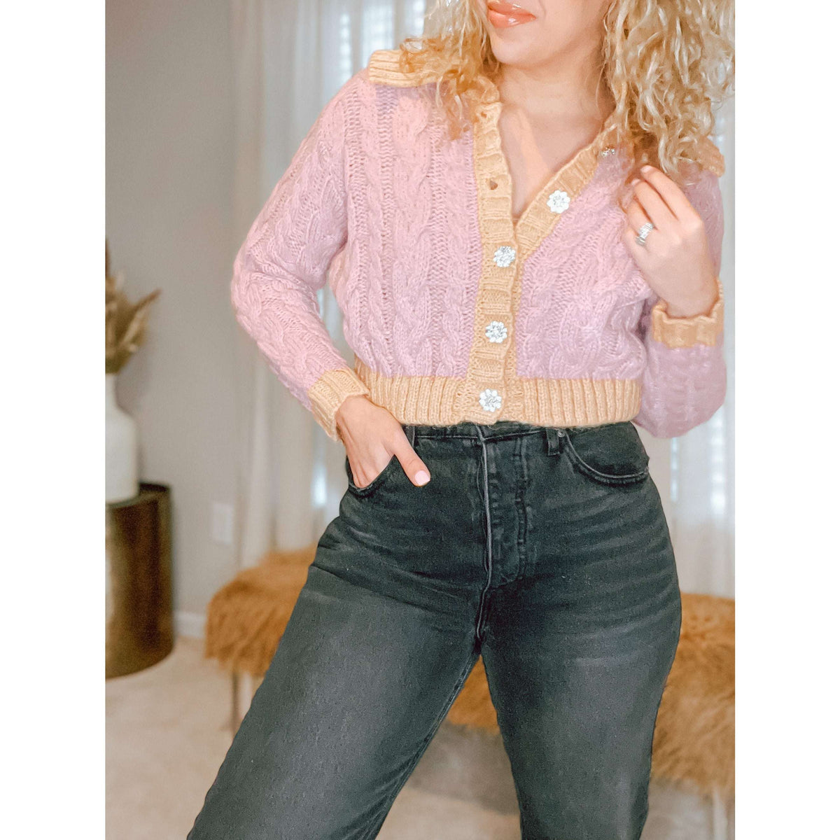 Rose Cable Knit Cardigan - The Hive by Chris Jesselle