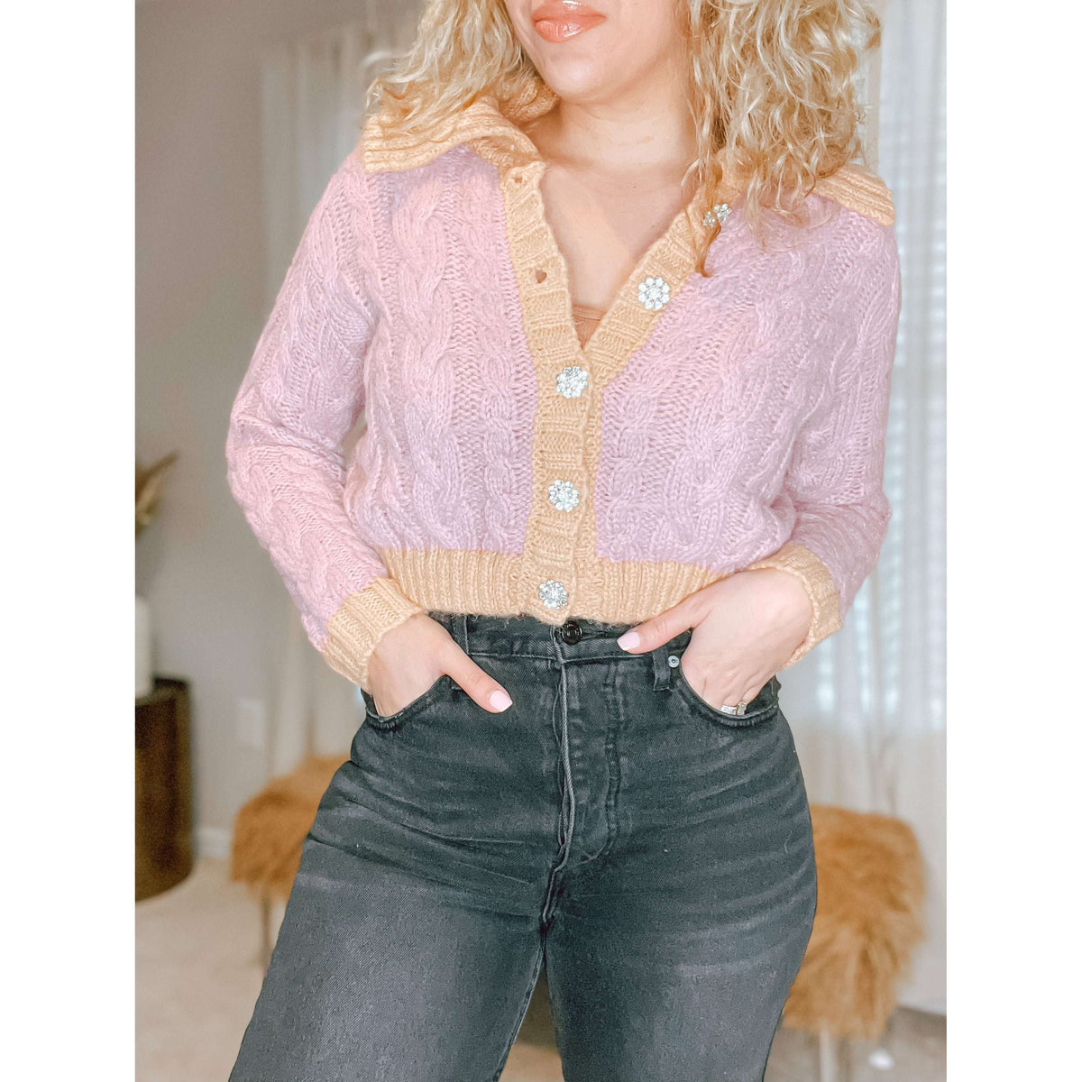 Rose Cable Knit Cardigan - The Hive by Chris Jesselle